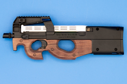 image of the Goldeneye black and wood P90 model